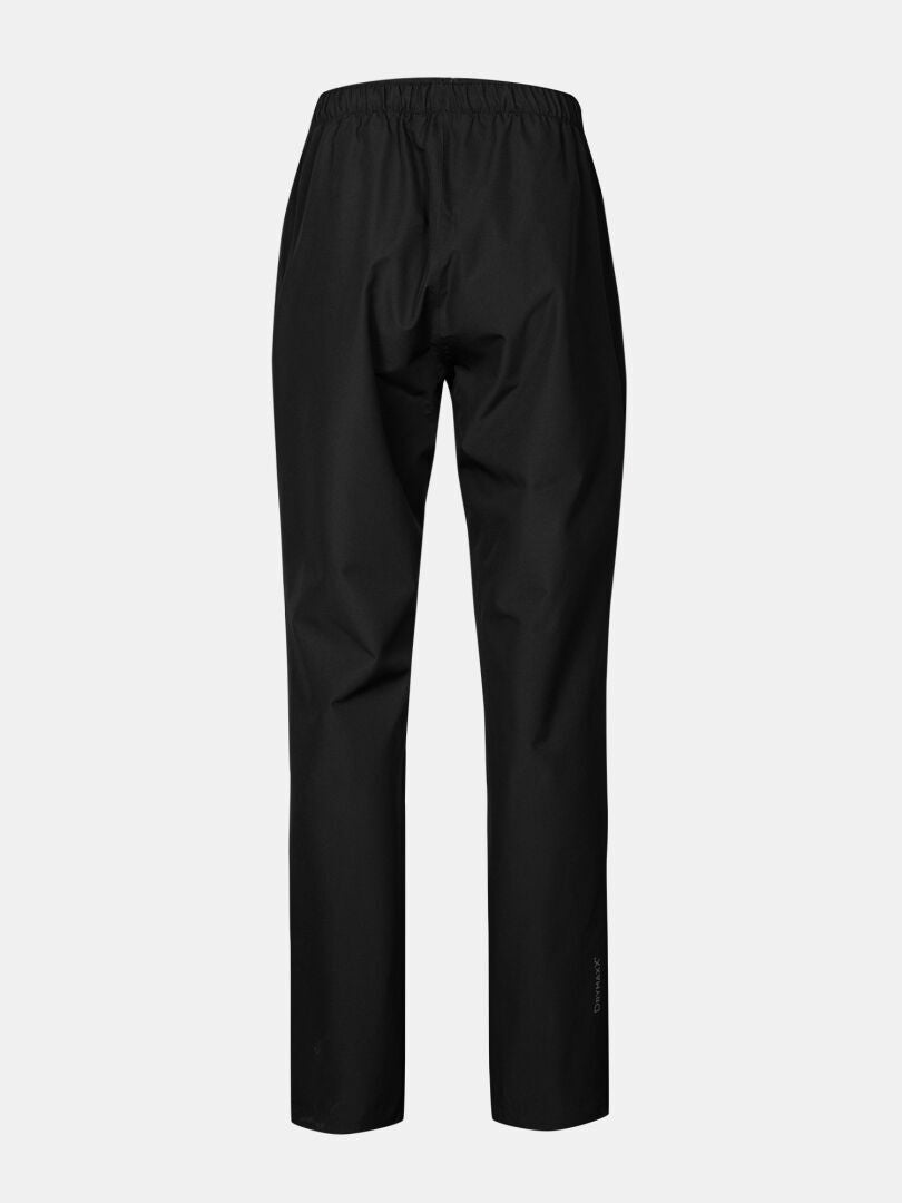 Halti Forter Short DX Shell Pants Women's, black, straight-leg with elastic waistband, shown from the back on white.