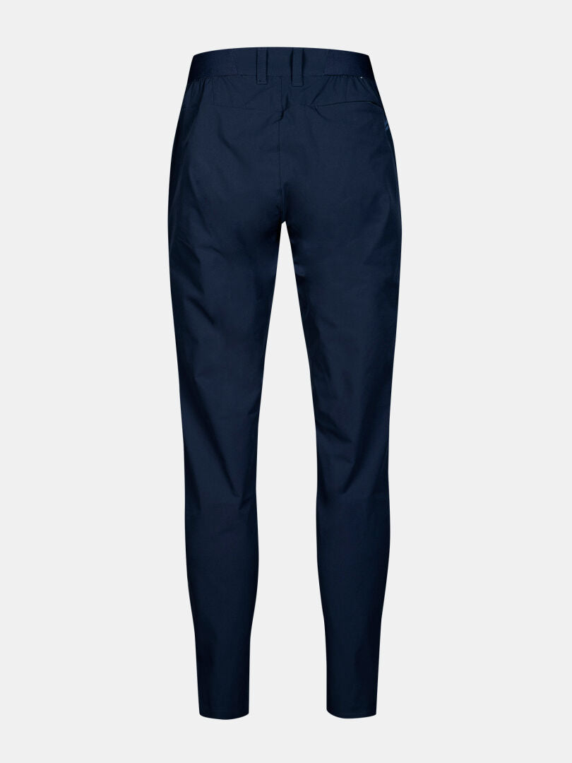 Back view of Halti Drive X-stretch Chinos Women's in dark blue with quick-dry stretch, belt loops, and welt back pockets.