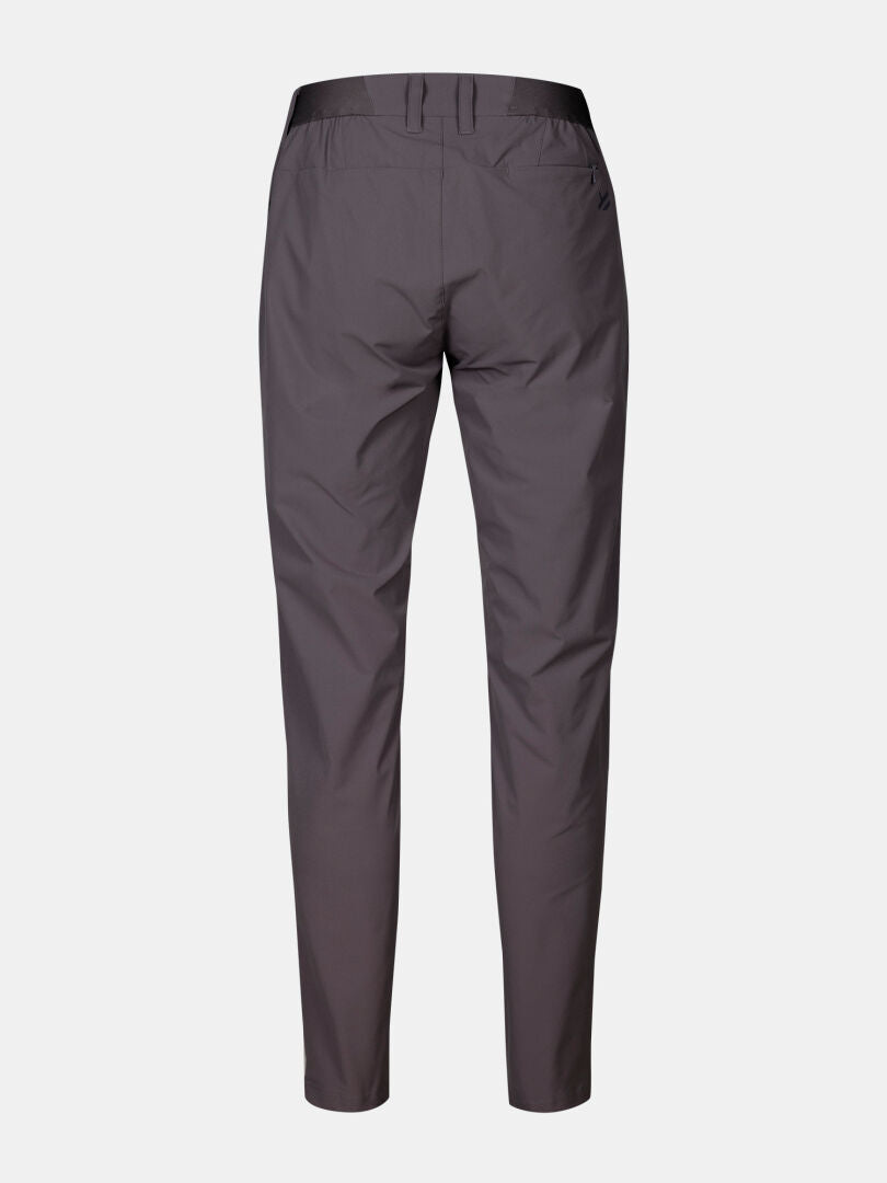 Back view of Halti Drive X-stretch Chinos Women's in gray, with belt loops and stretch, on a white background.