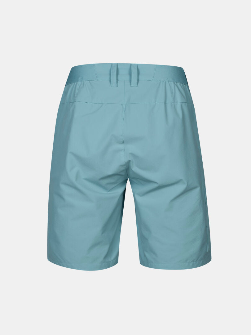 Back view of Halti Drive X-stretch Shorts Women's with belt loops and elastic waistband, great for versatile outdoor wear.