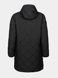 Haapa Quilted Coat Jacket Womens by Halti, hooded and lightweight, shown from the back on a light gray background.