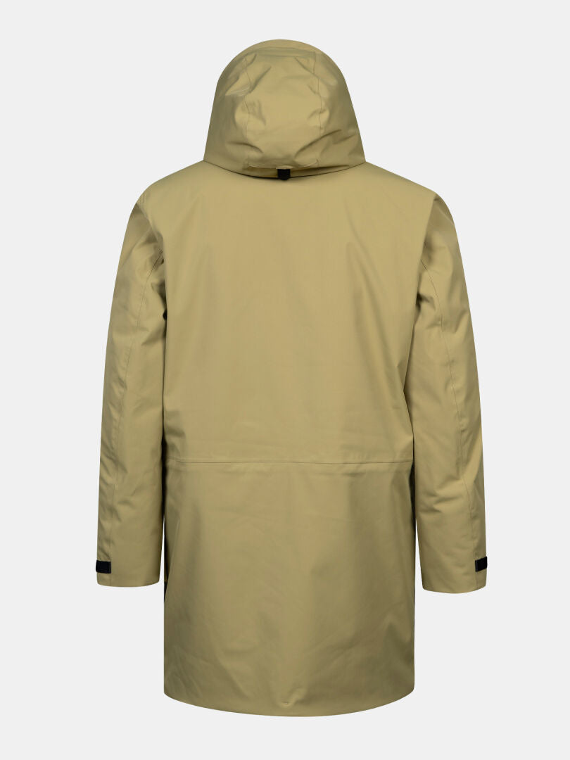 The Halti Kallio DX Parka Men’s, in light tan, is shown from the back on a plain white background.