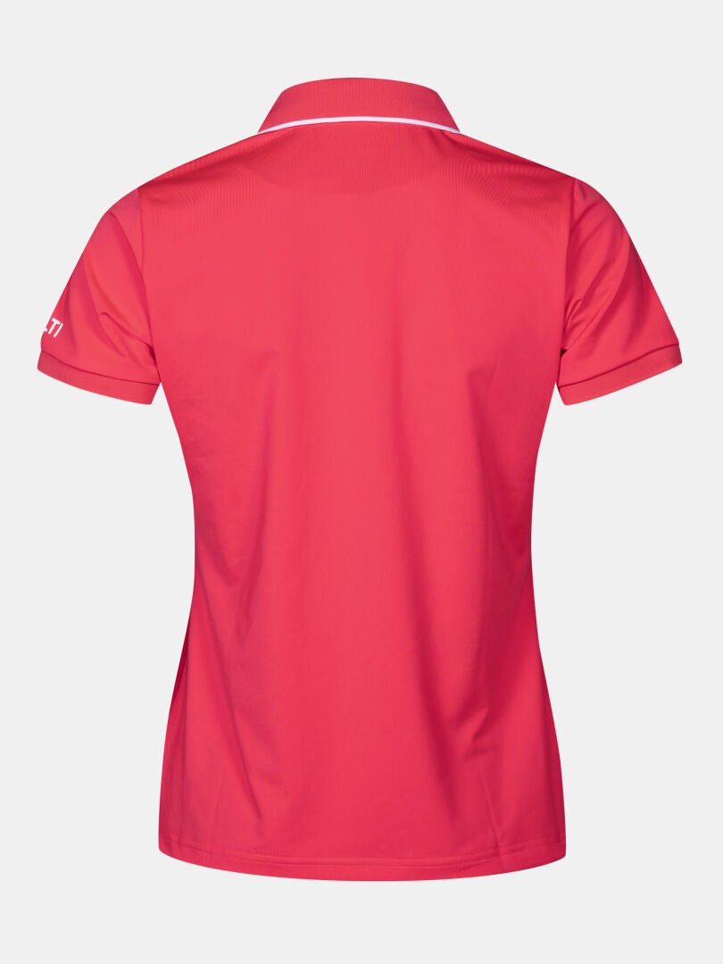 Back view of Halti Swingi Technical Polo Shirt Women's Plus with collar and white trim, ideal activewear.