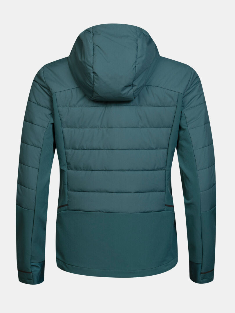 Halti Valimo Hybrid Insulation Jacket Women’s in teal, shown from the back with horizontal stitching and long sleeves.