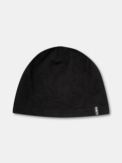The Halti Trone Fleece Beanie is black with a small white tag, shown against a light gray background.