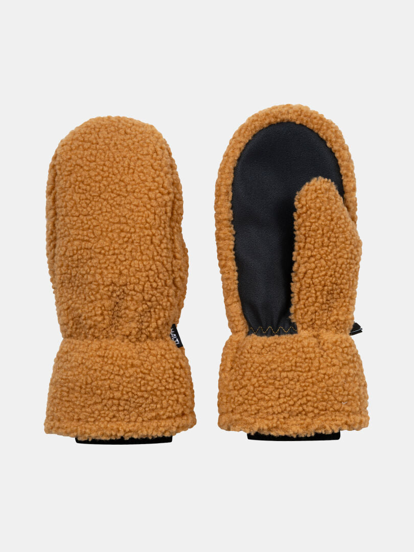 Halti Lykky Fleece Mittens shown from front and palm sides on a plain white background.