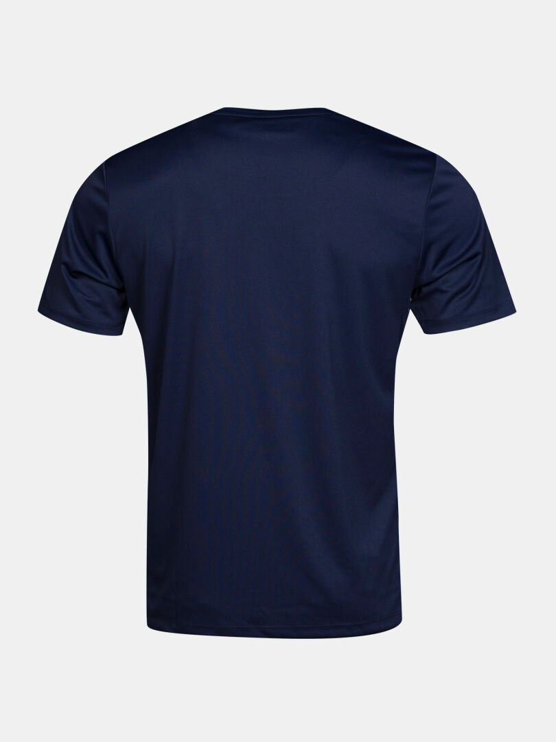 The Halti Salves T-shirt Men's, in dark navy, is shown from the back against a white background.