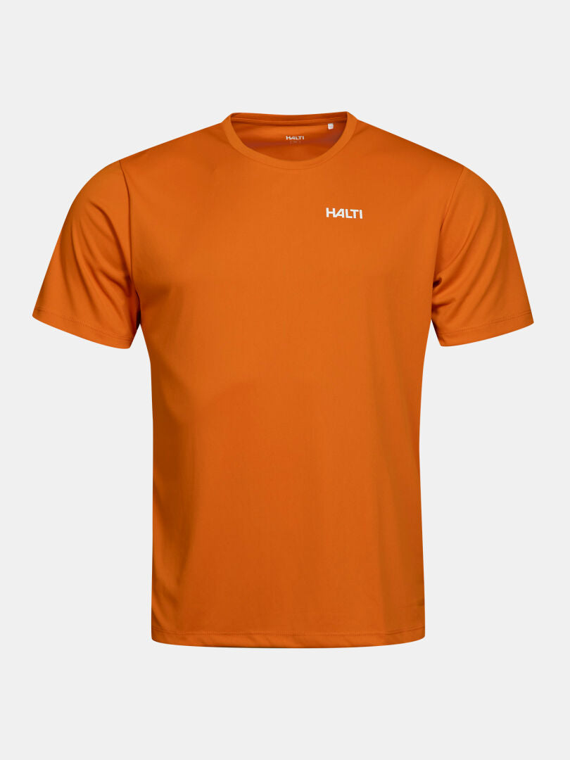 Lightweight orange short-sleeved crew-neck Halti Technical T-shirt Men’s designed for moisture management.
