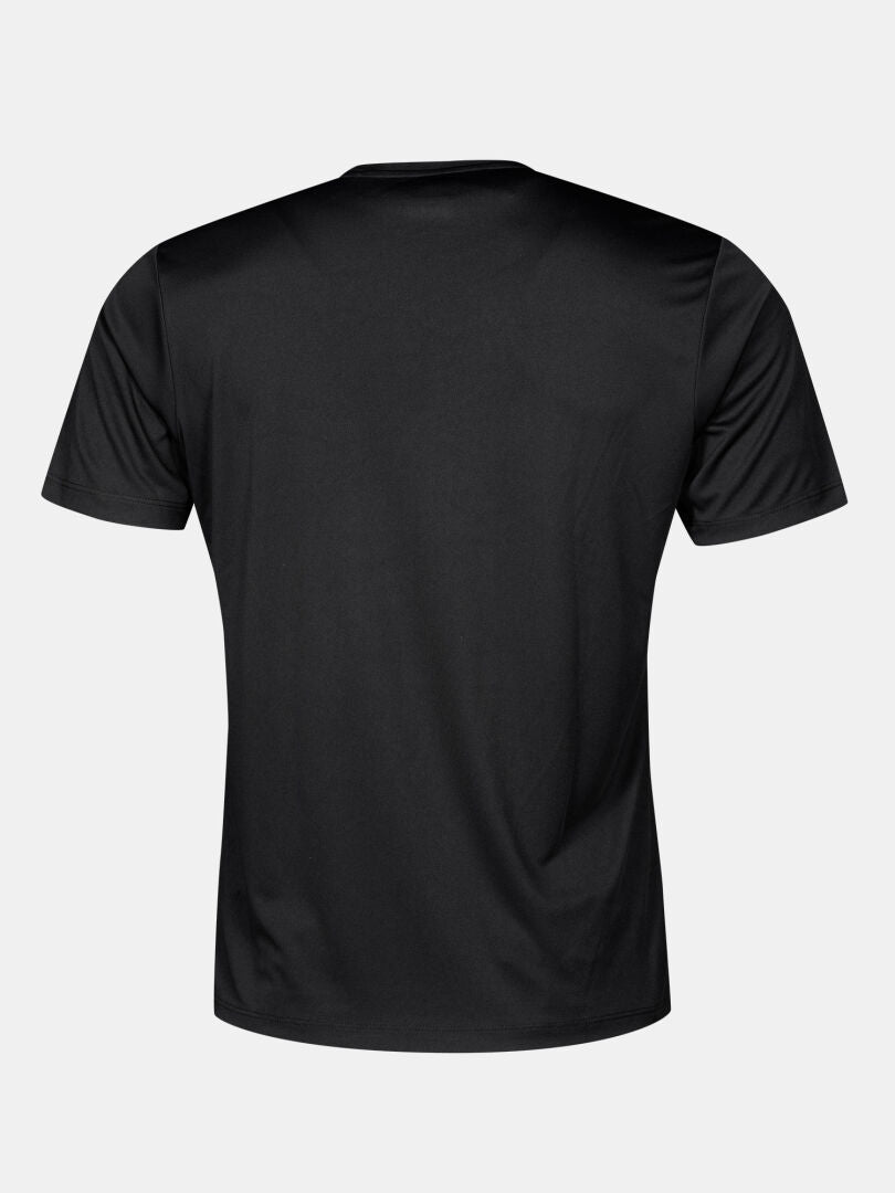 Back view of a black Halti Technical T-shirt Men’s, a lightweight, moisture-wicking short-sleeved top.