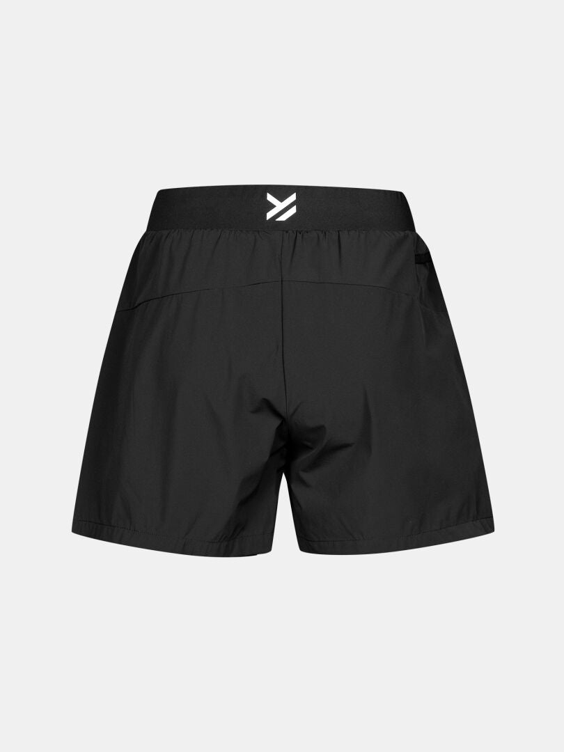 Halti Uurto Shorts Women's, black, shown from the back with elastic waistband and small white center logo.