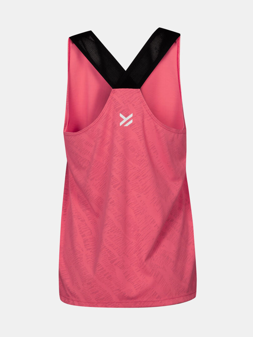 Halti Oulanka Training Top Women's in pink, with black straps and active dry fabric, on a plain light background.