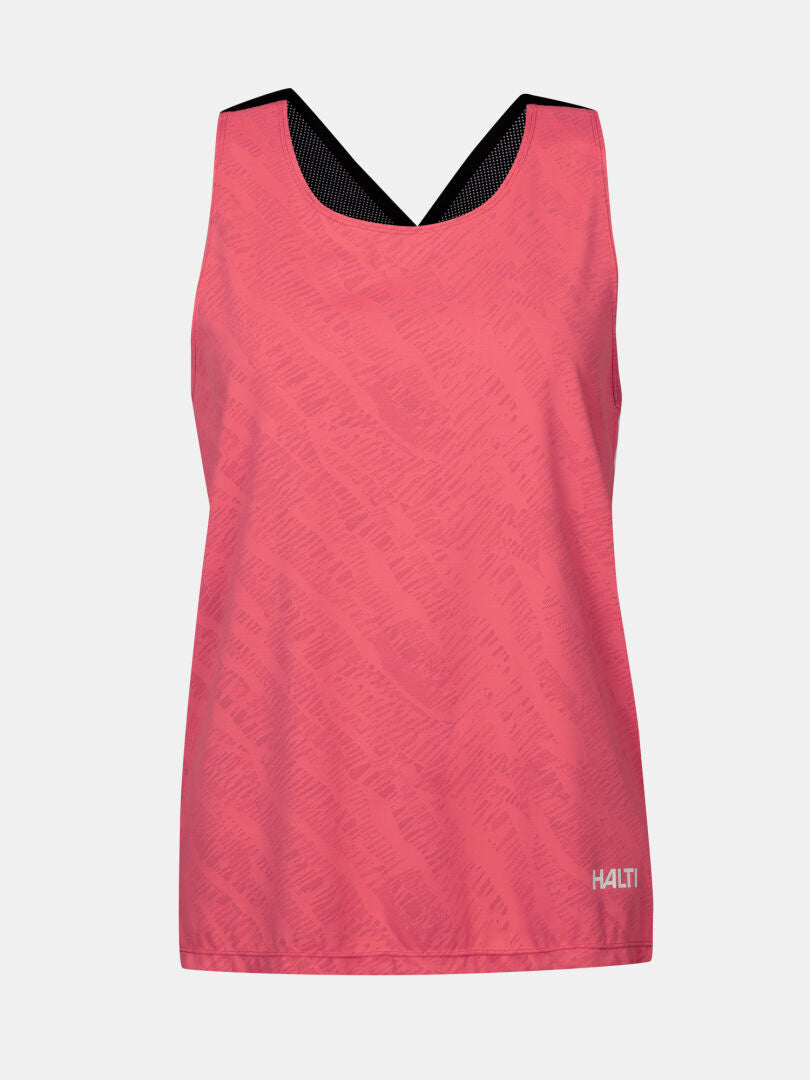 Halti Oulanka Training Top Women's: sleeveless pink, subtle texture, active dry fabric, and UPF 50+ protection.
