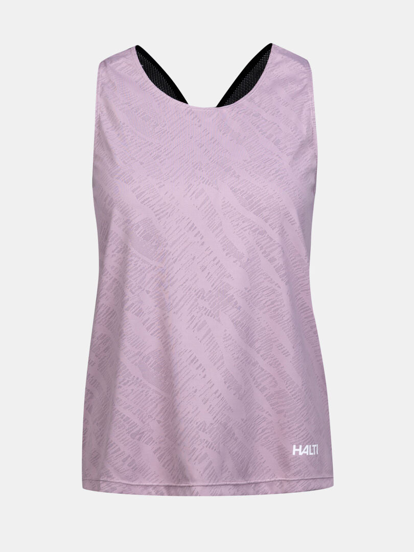 Halti Oulanka Training Top Women's: sleeveless, lavender, subtle texture, logo detail, and active dry comfort fabric.