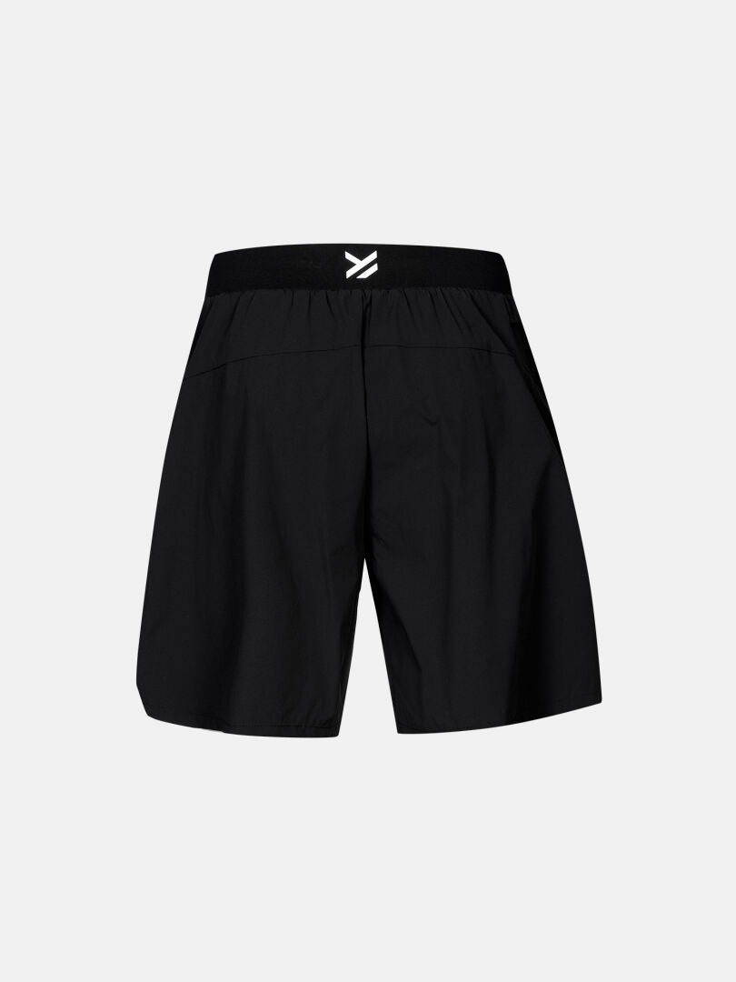 Halti Uurto Shorts Men's shown from the back with elastic waistband and white logo—perfect for outdoor training.