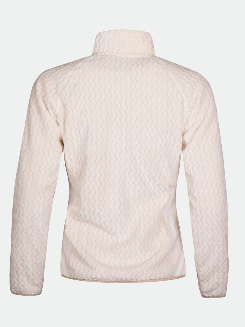 Back view of Halti Thermel Layer Jacket Womens in off-white, featuring a stand-up collar, shown on a plain background.
