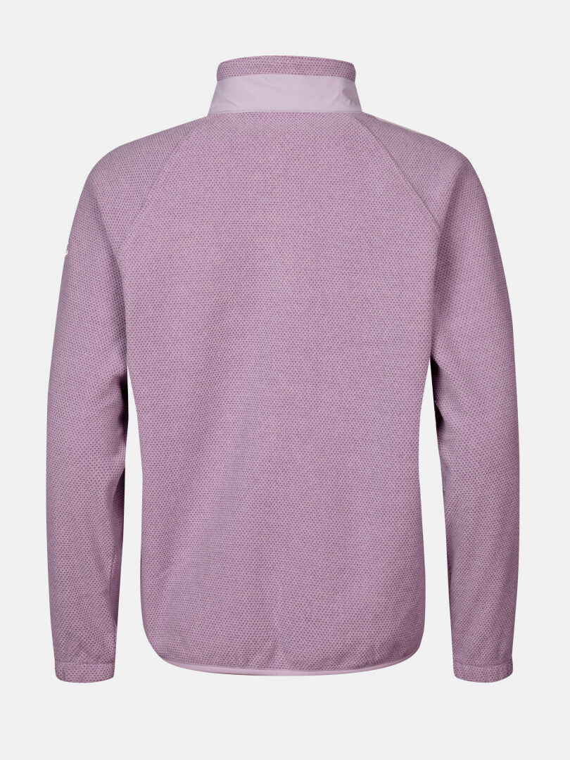 Back view of Halti Soolo Layer Jacket Women's in light purple with long sleeves and a stand-up collar.