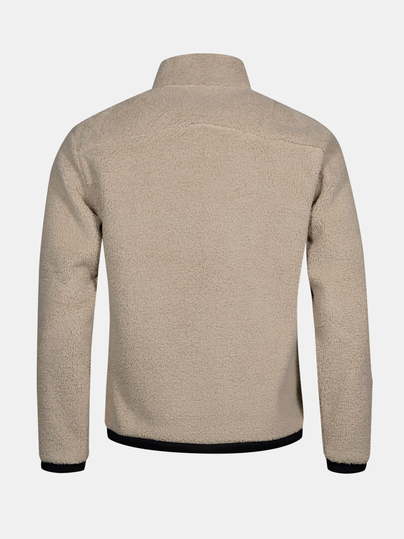 Back view of Halti Lumista Polar Fleece Jacket Mens, a windproof hiking fleece with black trim for chilly days.