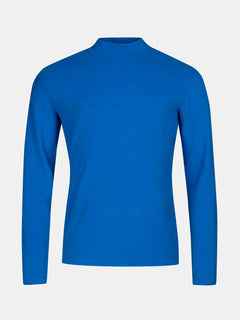 The Halti Trone Fleece Shirt Mens, a blue long-sleeve base layer, is shown against a white background.