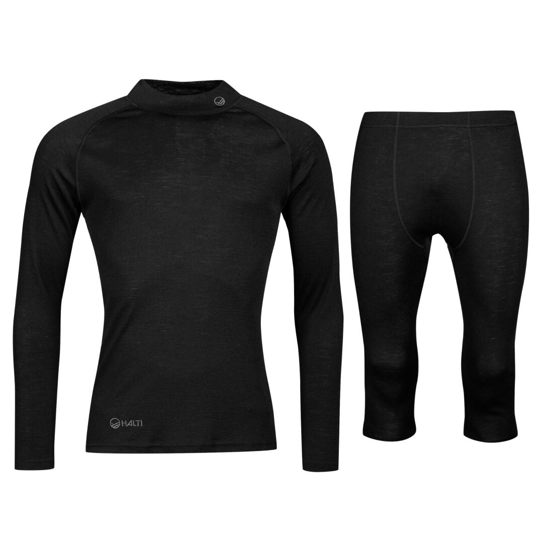 Halti Neva Merino 3/4 Baselayer Men's Black/ Neva Merino 3/4 Merino Kerrasto Miesten Musta/ Neva Merion 3/4 Underställ Herr Svart / Neva Merion3/4 Unterwäsche Schwarz Herren