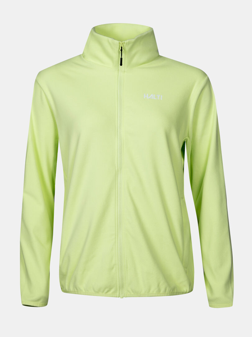 Light green Halti Rockmoon Fleece Jacket Women's, full-zip technical midlayer with thermal insulation, on plain background.