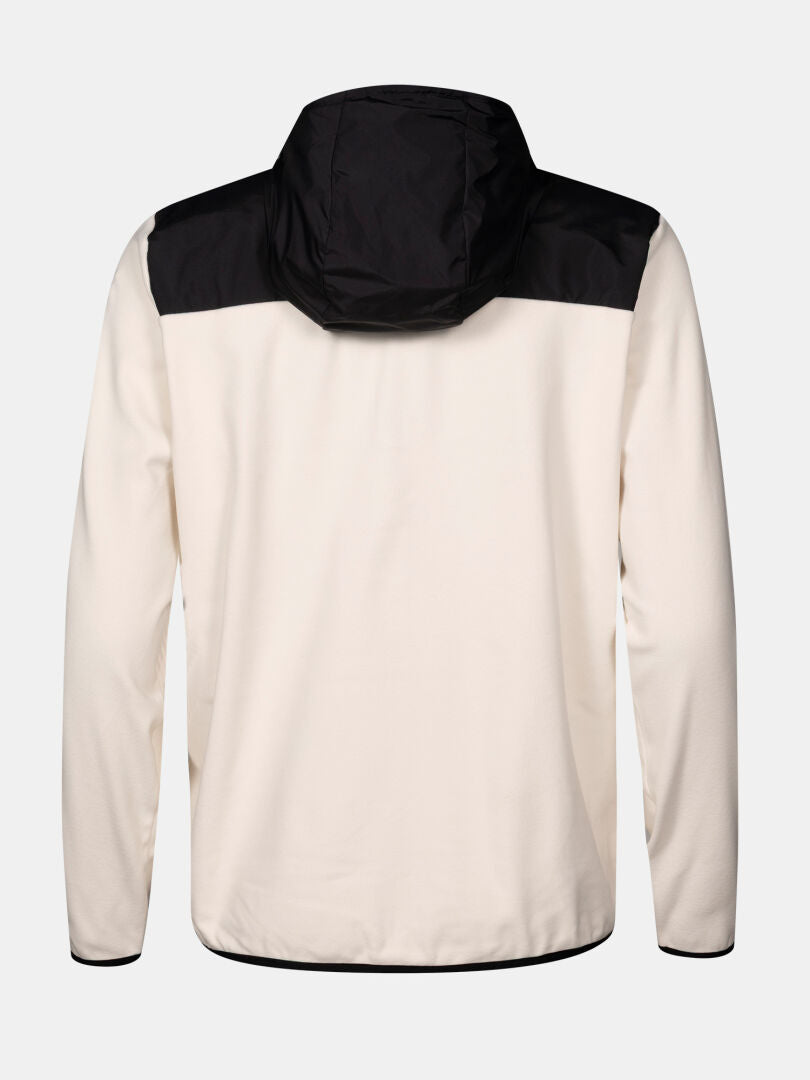 Back view of the Halti Rockmoon Fleece Hoodie Women's, with black hood and shoulders for warmth on chilly days.