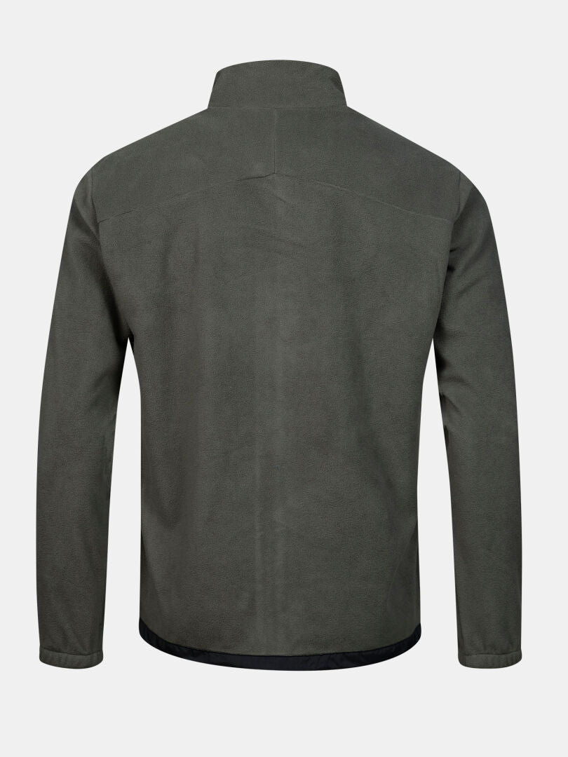 Halti Robin Fleece Jacket Men’s, dark gray with stand-up collar and simple seams—ideal for outdoor adventures.