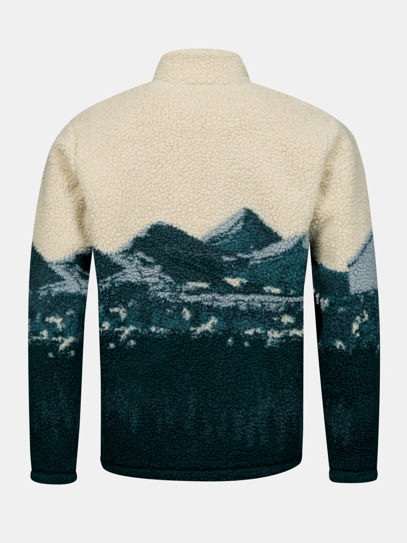 Halti Tunturit Fleece Jacket Unisex: cream-top jacket with mountain design, ideal as a cozy everyday midlayer.
