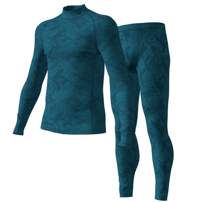 kurtrusly Male Thermal Underwear Casual Color Warm Long Johns Long Base  Layer Long-sleeve Pants Set Motorcycle Skiing Fitness Home Dark Blue L 
